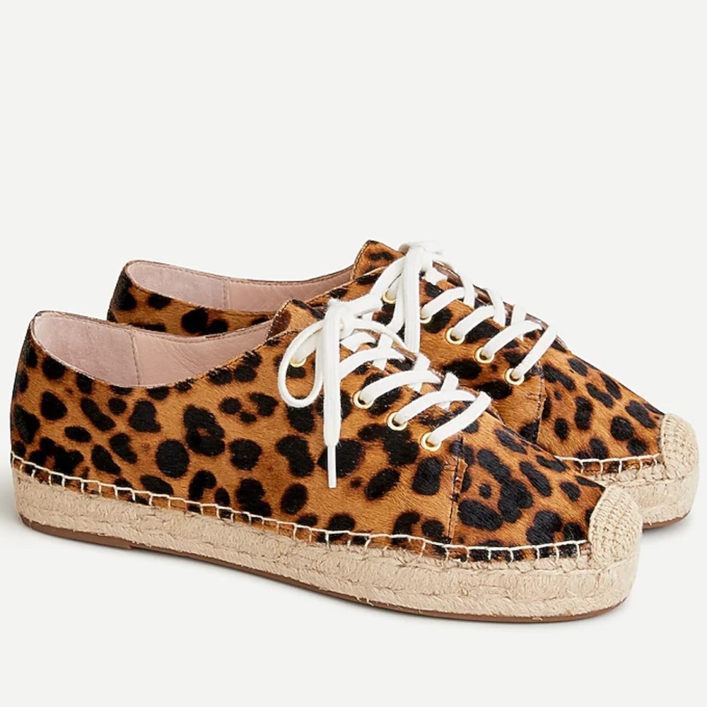 J. Crew Animal Hair Espadrille Sneakers in Leopard 
Size 10 NWT